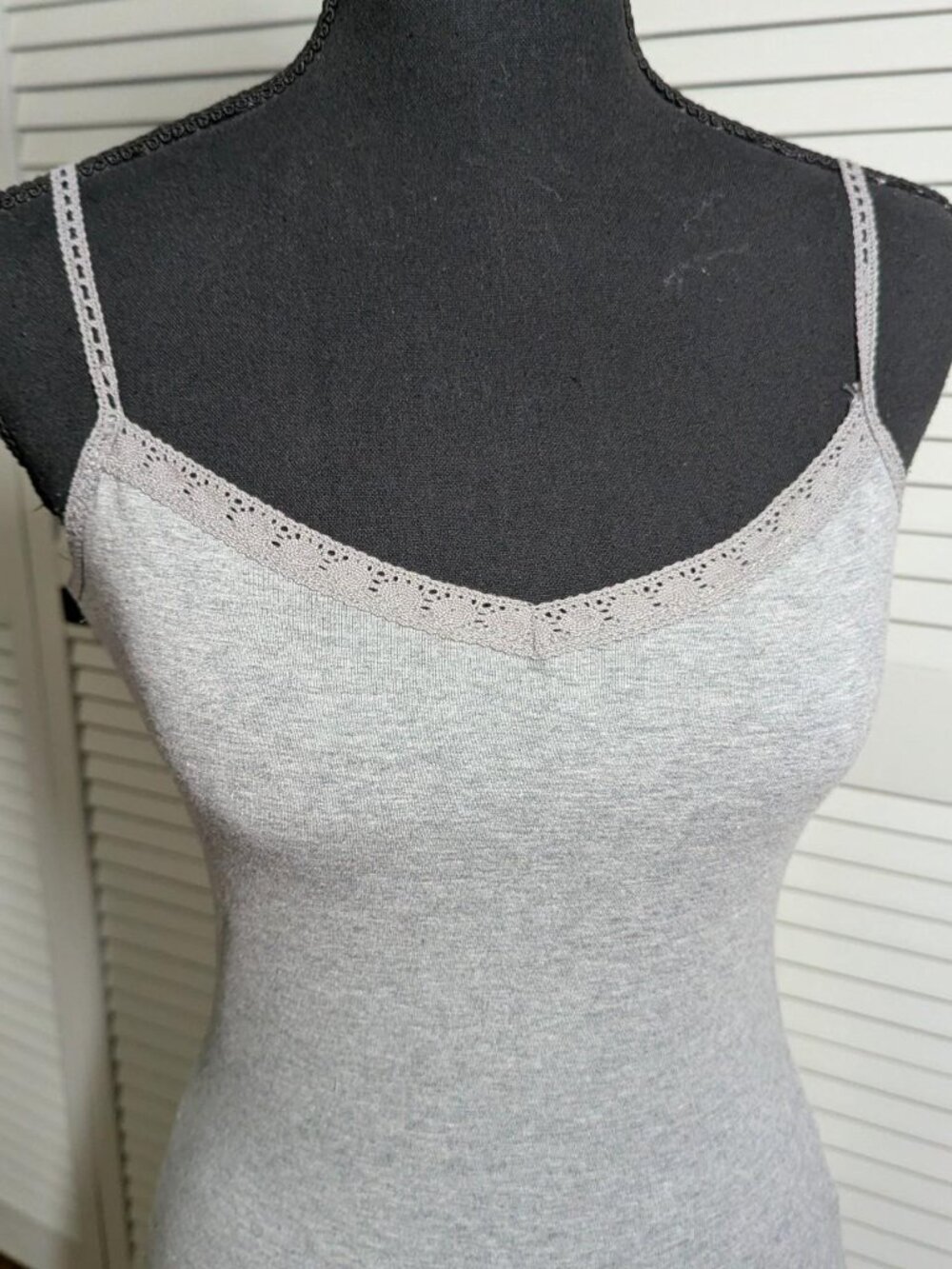 Grey lace trim tank top